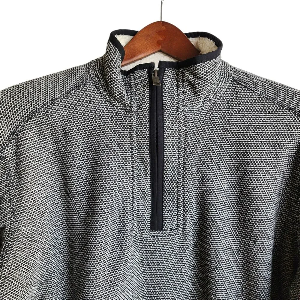 Orvis Classic 1/4 Zip Pullover Sweater Sherpa Lined Gray Textured Men's Large